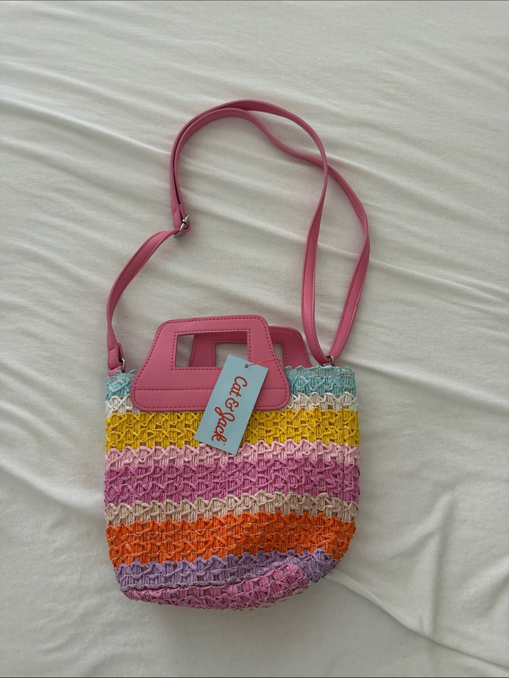 Cat & Jack Pink Strap Woven Stripe Crossbody